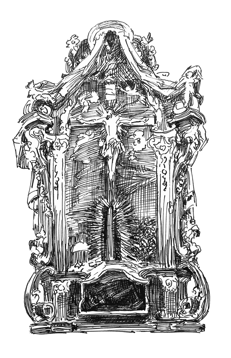 Zeichnung einer Altars