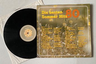 Retro Schallplattencover Rueckseite mit Schallplatten-Etikett