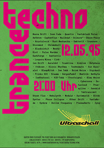 1990er Club Poster bunt