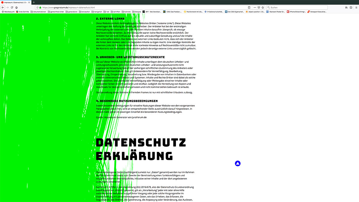 Screenshot Gregor Sturm Webseite Datenschutz