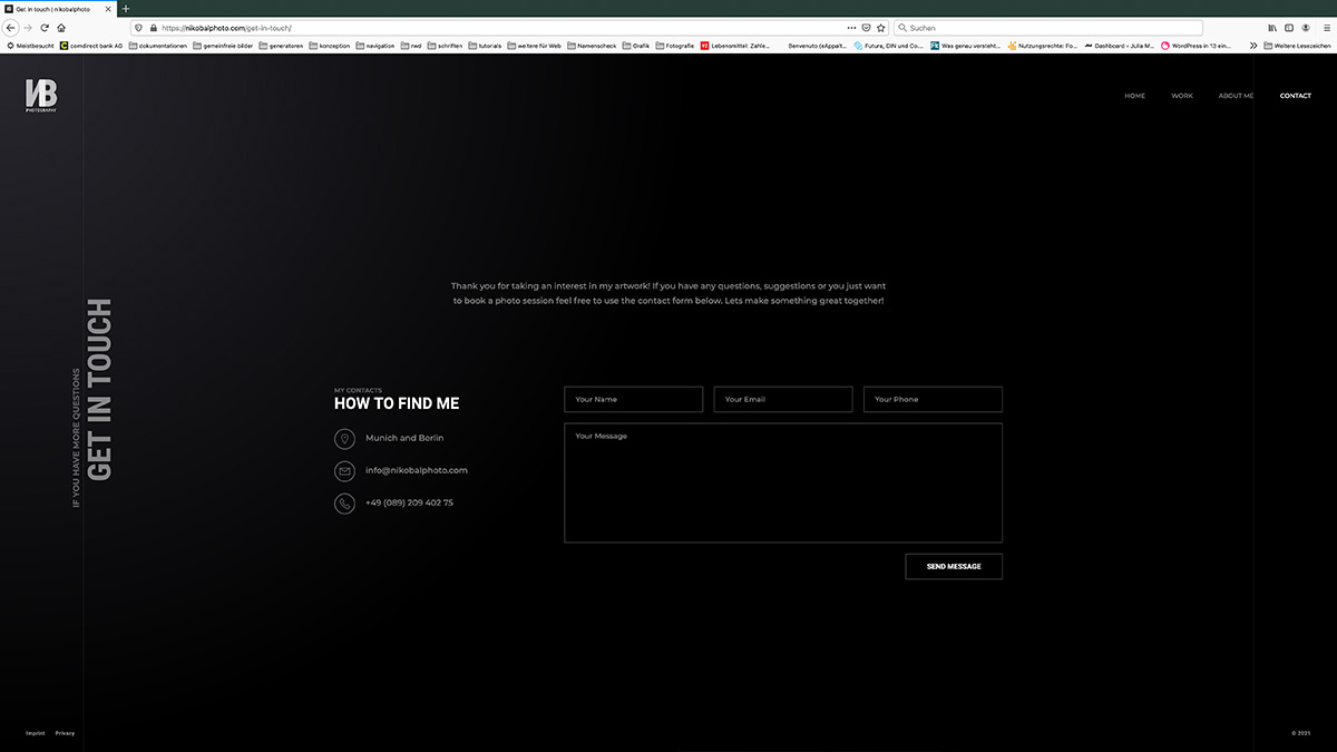 Screenshot Nikobalphoto Kontaktseite